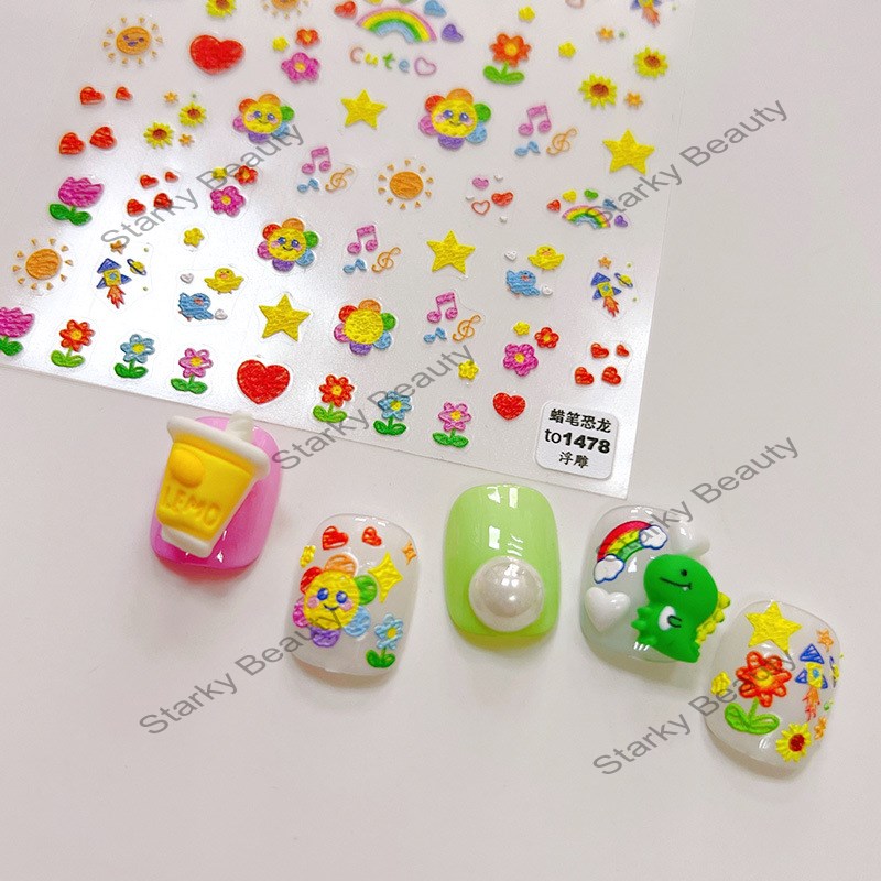 5D Nail sticker embossed cartoon Sponge Baby Baby Bear cute