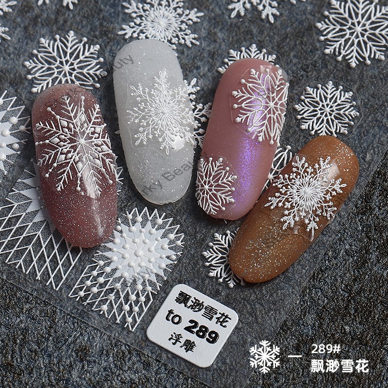 5D Snowflake manicure sticker Christmas snowman autumn and winter popular