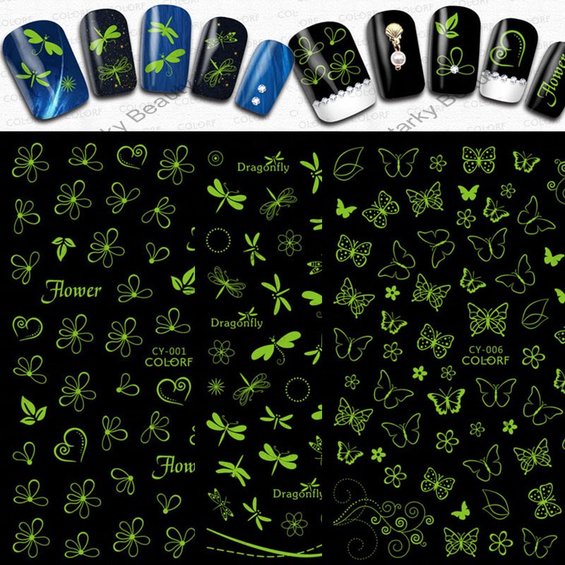 Nail Art Luminous Halloween Stickers Butterfly Nail Art Luminous Nail Stickers