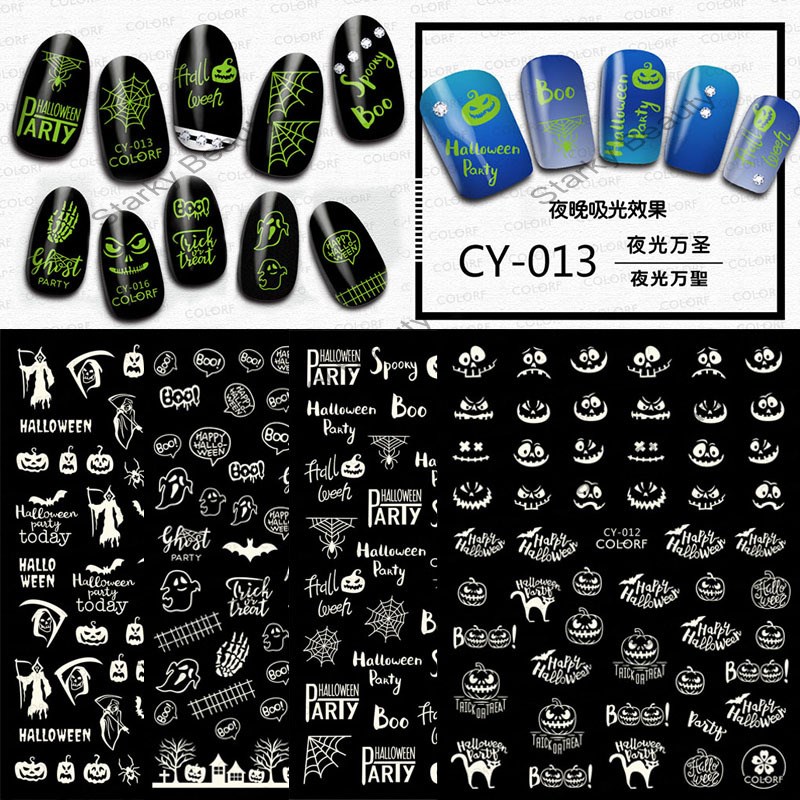 Nail Art Luminous Halloween Stickers Butterfly Nail Art Luminous Nail Stickers