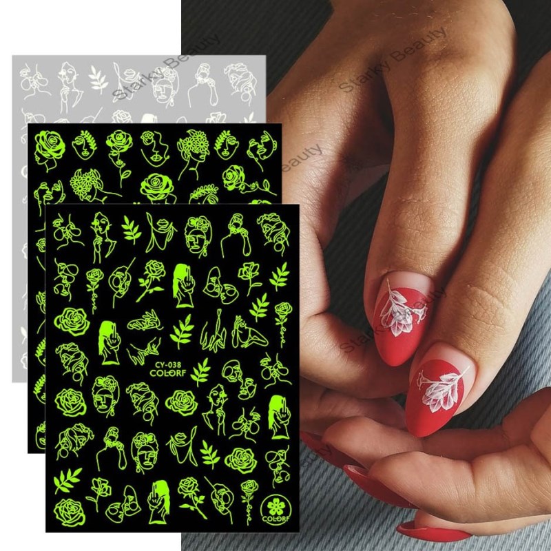 Nail luminous stickers rose luminous back glue nail stickers