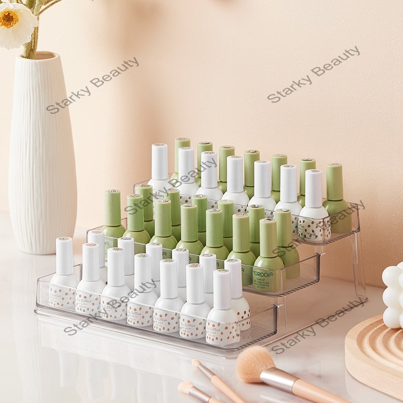 Nail polish storage and arrangement Irregular ladder shaped cosmetic table shelf