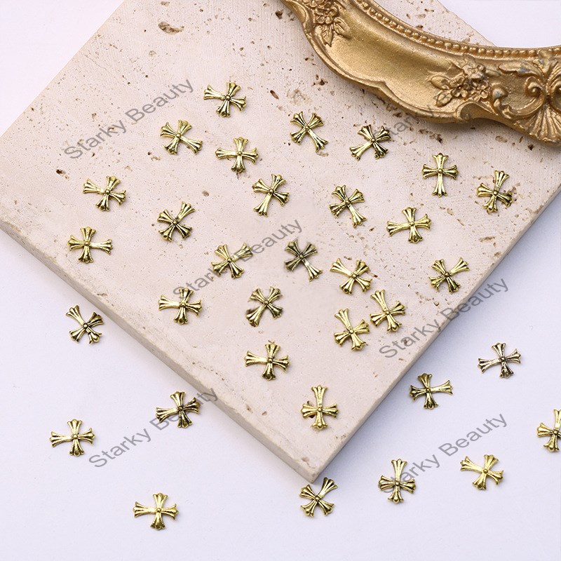 manicure alloy retro cross manicure gold and silver nail ornament