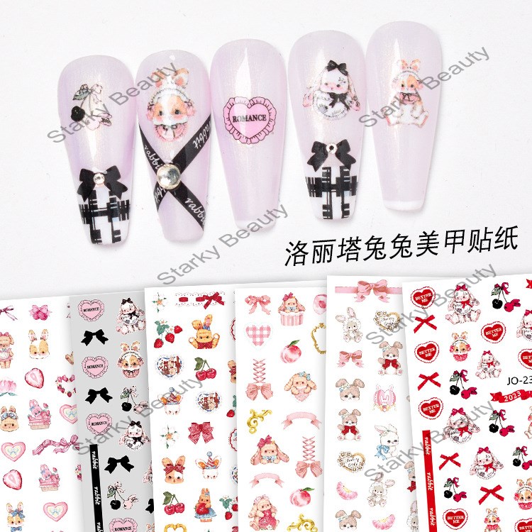 2023 new Lolita bowknot rabbit love nail sticker wholesale