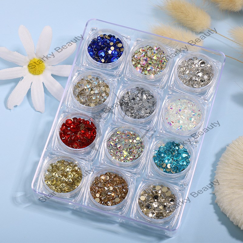 12Colors Super Flash Bling Mix Multi-cut Flat Drill Jewelry