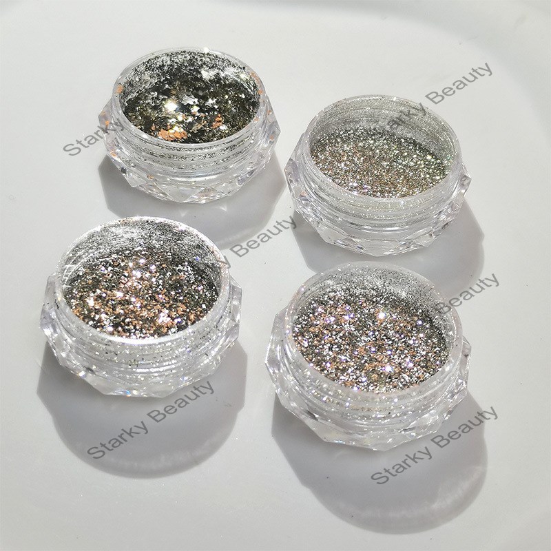 nail polish glitter silver glitter silver foil crushing diamond powder exploding glitter star powder