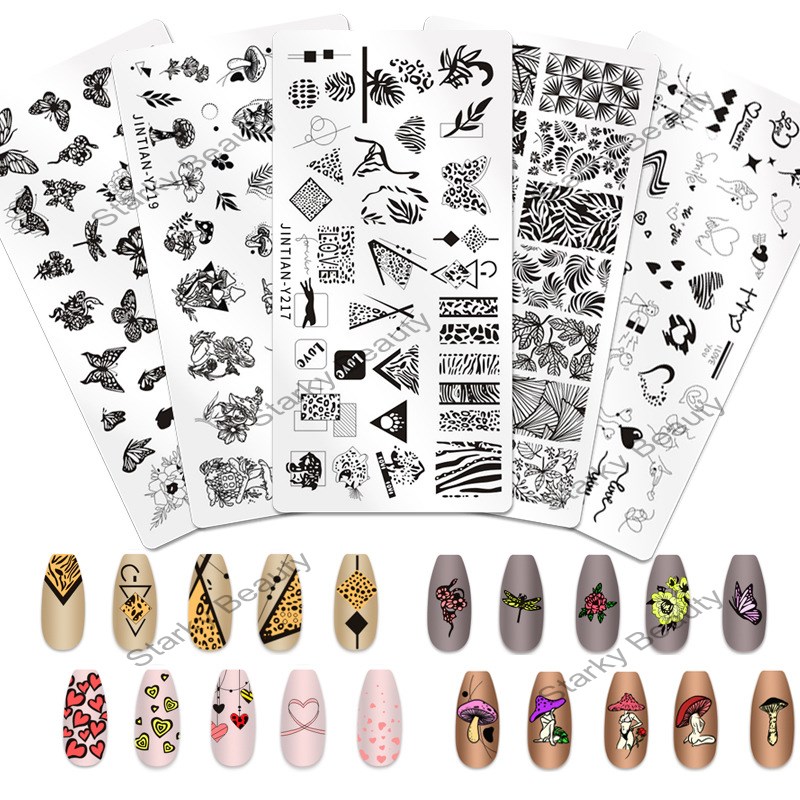 Marble leopard butterfly mushroom animal nail enhancement printed steel plate