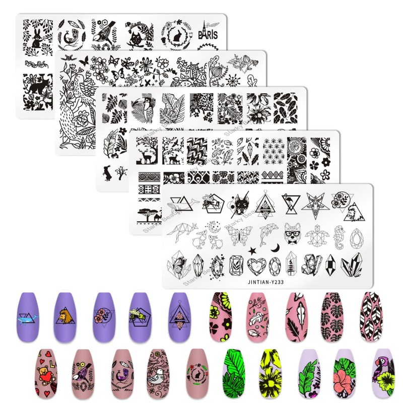 2023 Nail template antique geometric graphic transfer plate