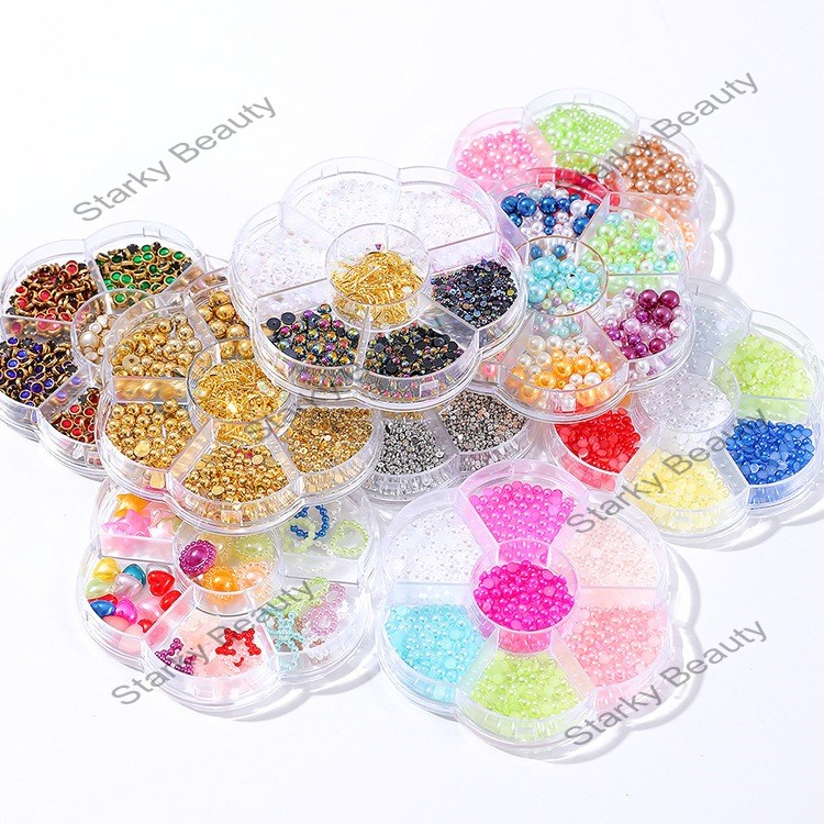 Plum Blossom Box Half Round Pearl Sticker Manicure Pearl Jewelry Accessories