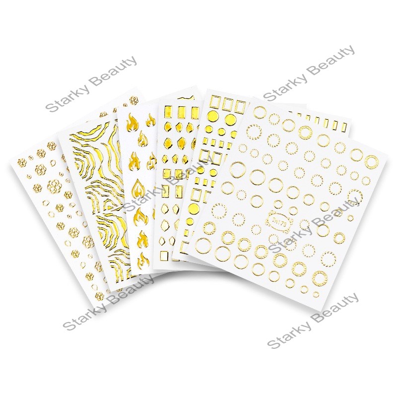 3D gilded nail stickers ins geometric pattern nail enhancement stickers