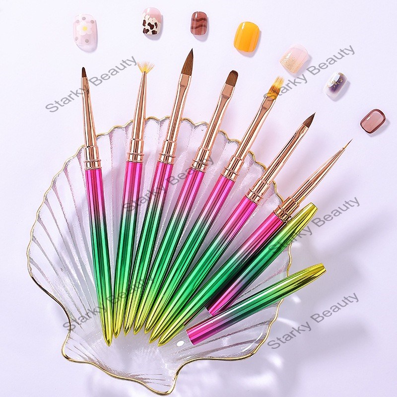 Metal Gradient Rod Nail Brush Set Color Painting Pen Gradient Pen Flower Brush