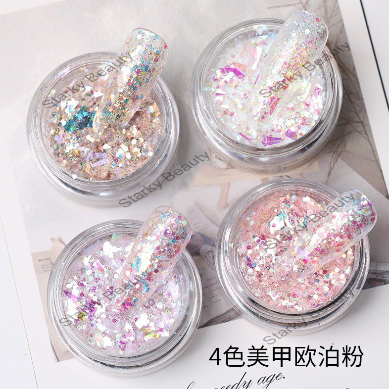 Nail Flash Reflective Bounce Powder High gloss Flash Pink Galaxy Pink Sequins