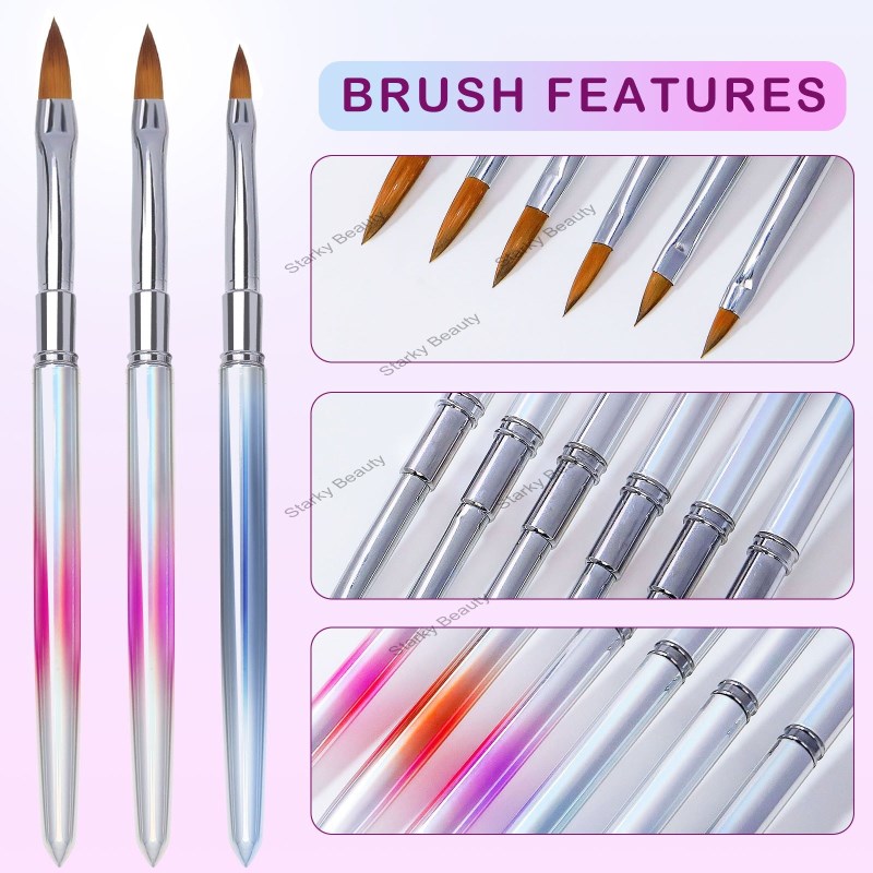 New Metal Sable Hair Nail Crystal Pen Siberian Crystal Carving Brush