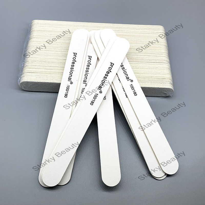 White Straight Wood Core Thin Filing 17.8cm Nail Repair File