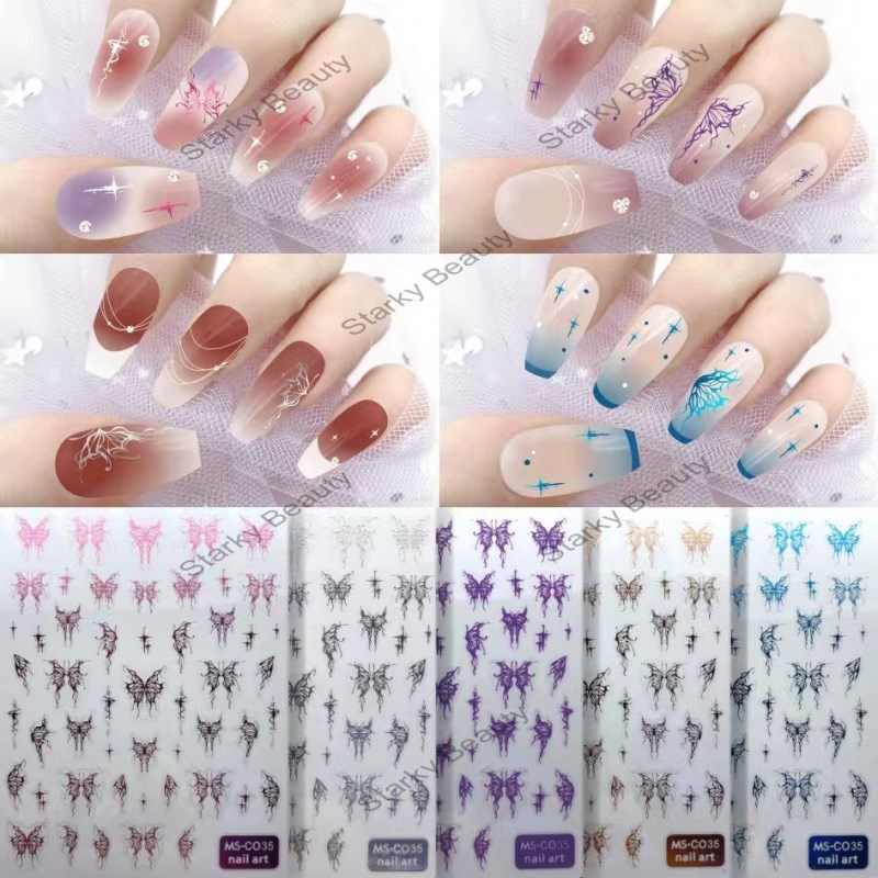 Dark Liquid Butterfly Nail Sticker Tassel Blood Butterfly