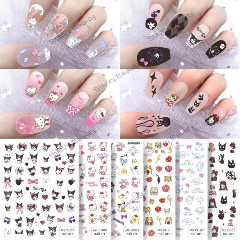 New Cartoon Sanrio Nail Sticker Kuromi KT Cat Anime Character Nail Sticker