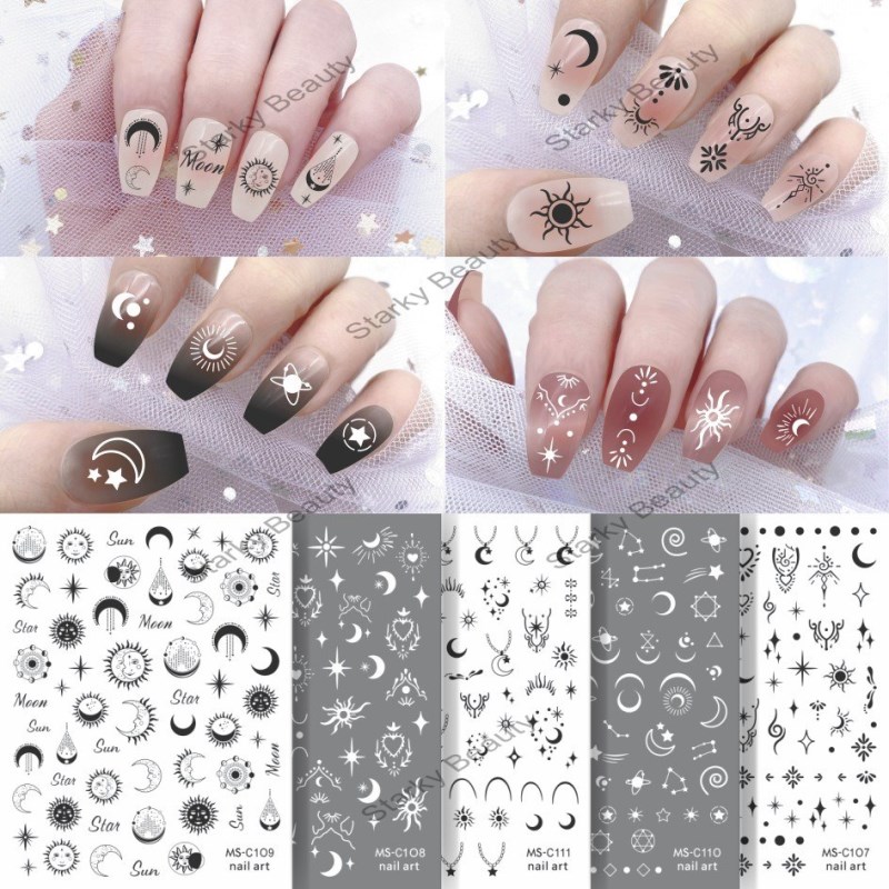 3D Gold Plated Star Moon Myth Magic Wrangler Star Sky Nail Sticker