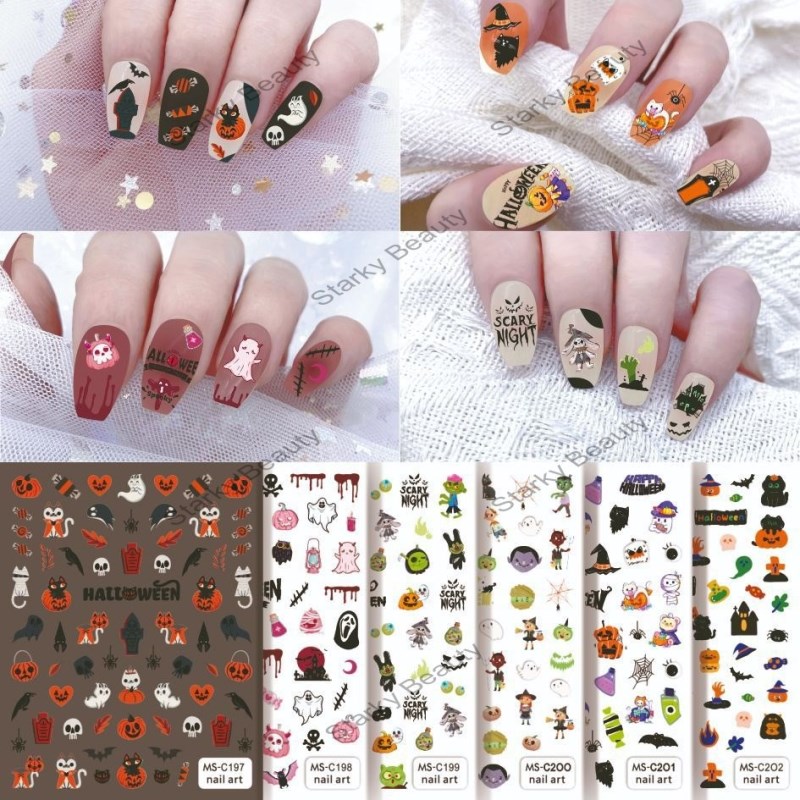 Halloween Skull Dark HALLO WEEN Nail Sticker