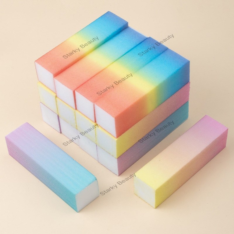 5PCS Rainbow Color Nail Block 4 Sides Frosted Block