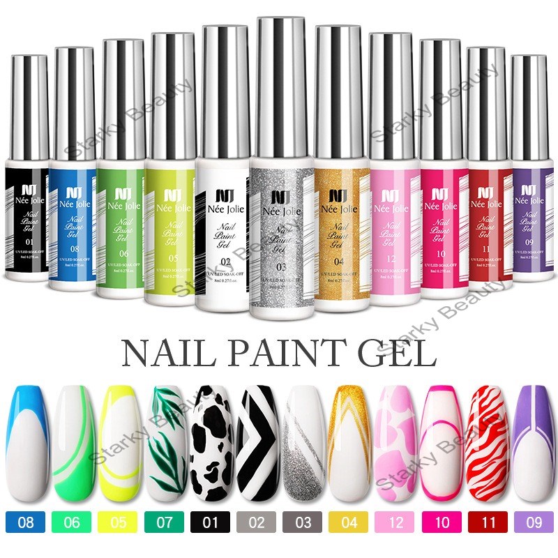 New 12 wire painting 3D painted nail art liner drawing gel