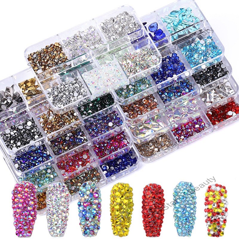 6 grid water diamond irregular diamond nail super sparkling glass diamond