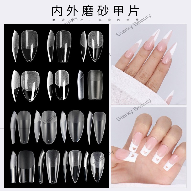 new transparent frosted thin & non-marking extended false nail tips