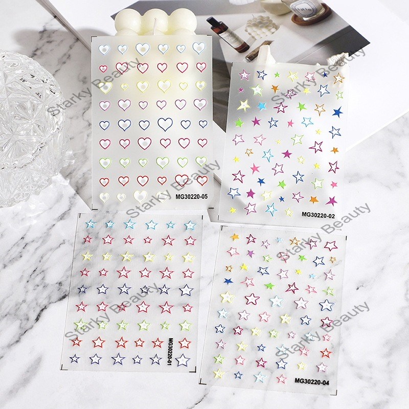 6d New colorful stars, spring and summer fresh adhesive nail decals