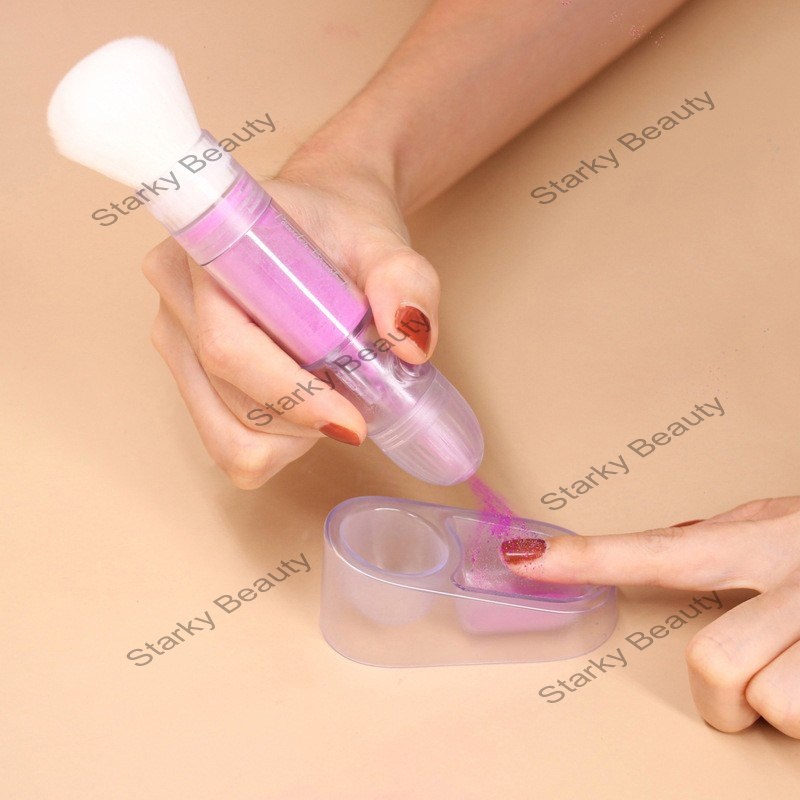 New 2 In 1 Nail care tool Dust brush Soaking powder container Storage box set