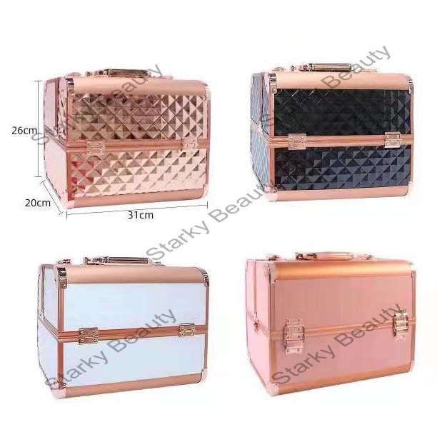 New rose gold large two-layer cosmetic case nail case tattoo case storage box