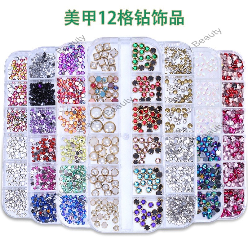 nail bow ornaments, nail drill hollowed out water drop rivets, nail accessories