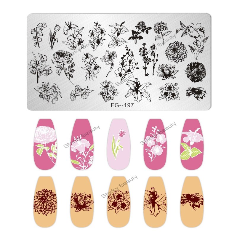 2023 Stainless steel French Flower nail printing plate