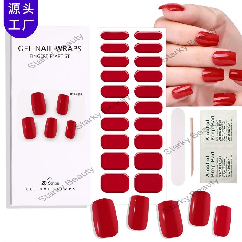 Solid color gel nail sticker nail sticker semi curing UV nail sticker