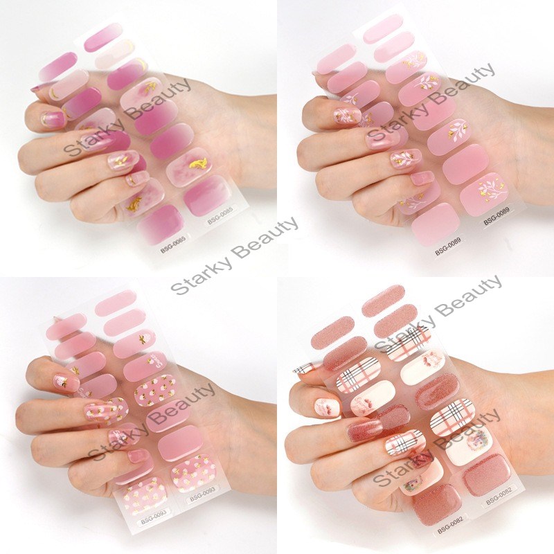 Semi curing nail sticker gel nail sticker 3d phototherapy nail sticker