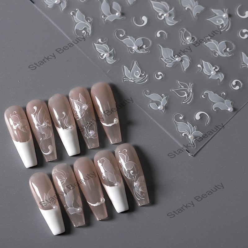 2023 New Technology 3D 5D Nail Sticker Relief Back Adhesive Nail Sticker