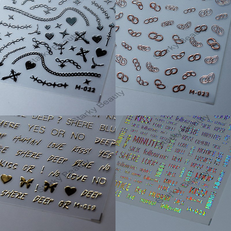 2023 Gold Stamping Nail Sticker Back Adhesive Nail Sticker