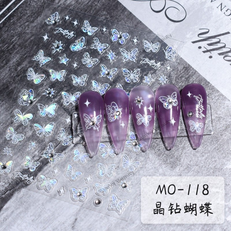 Crystal Diamond Butterfly Nail Enhancement Sticker Embossed Back Nail Sticker