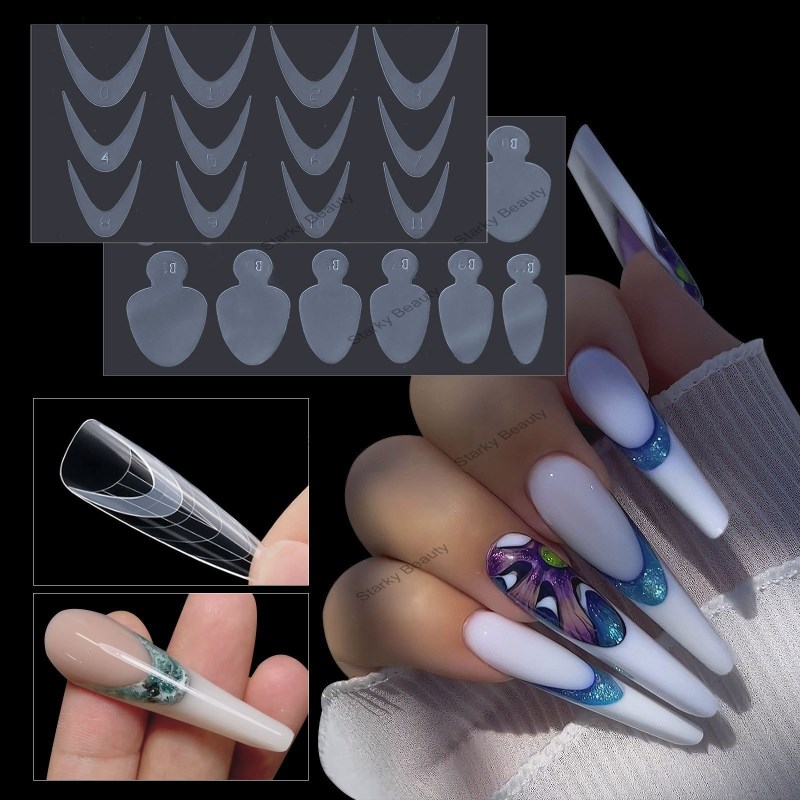 nail film mold piece frost-free paperless holder extension adhesive nail mold French 12pcs