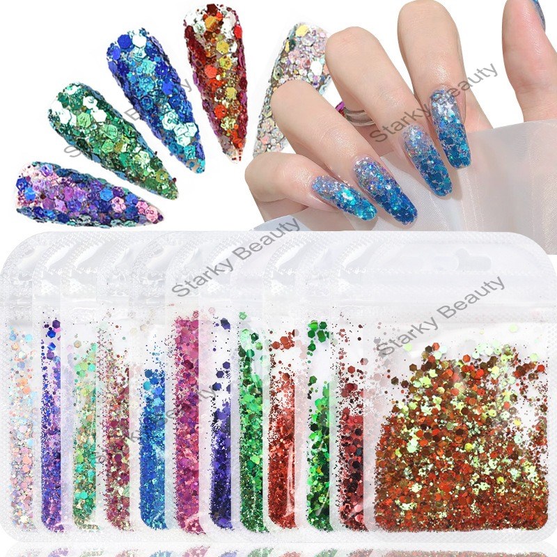 Aurora Fantasy Sequins Sparkling Powder Size Mixed Explosive Shining Nail DIY Decoration