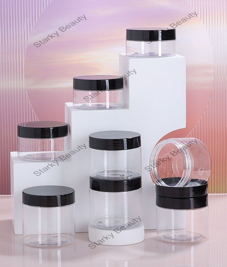 Transparent wide mouth bottles, plastic bottles, cream bottles