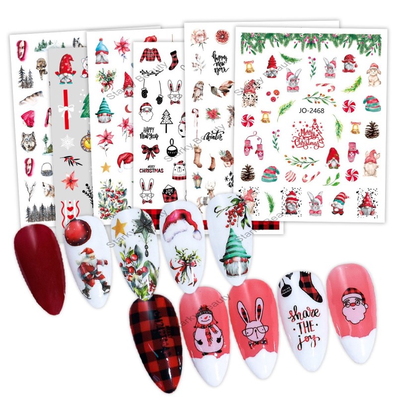 nail sticker Santa Claus pattern back adhesive Christmas nails