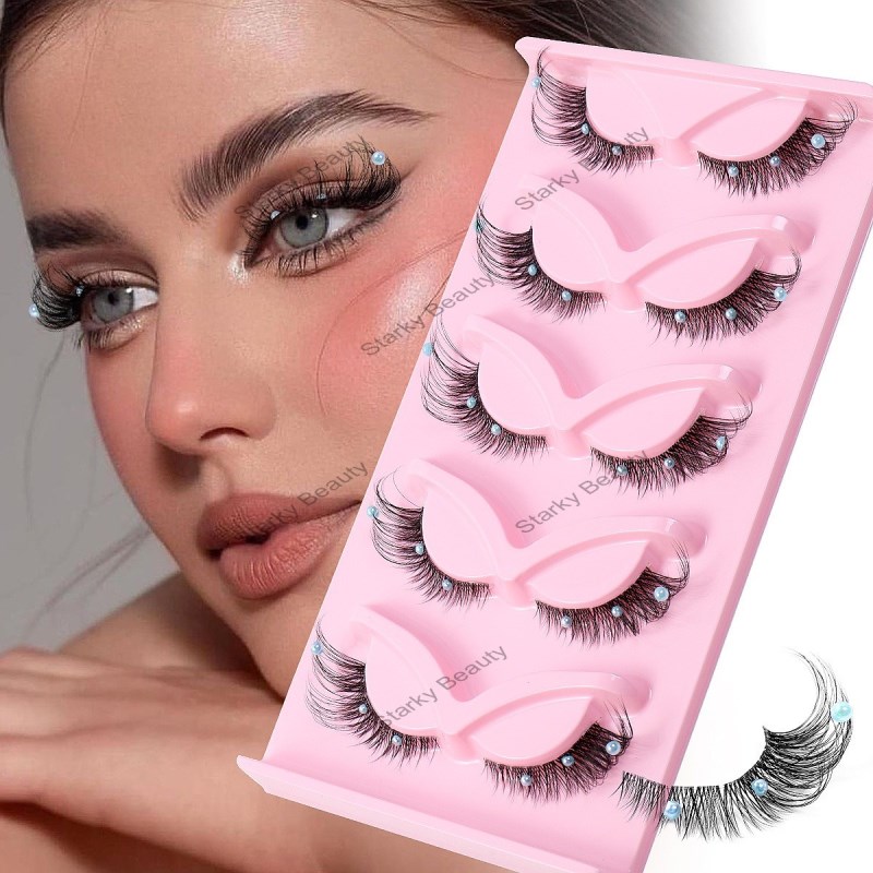 New Fox Eye Transparent Stem False Eyelash 5 Pair Stage Decoration Eyelash