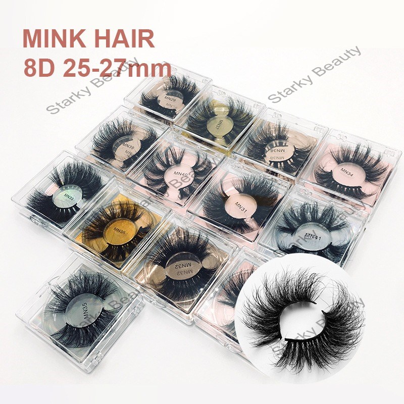 8D mink false eyelashes 25mm dense fiber long curly eyelashes false eyelashe