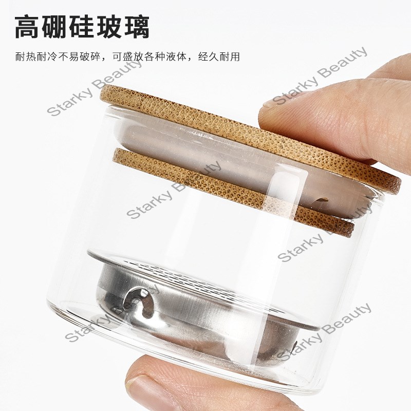 Thickened Glass Wash Pen Crystal Nail Cup With Stainless Steel Mesh Filter