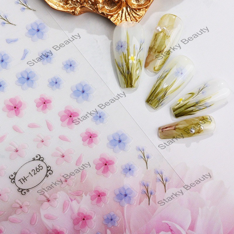 Nail Decoration F Transfer Sticker, Gold Flower Nail Stickers