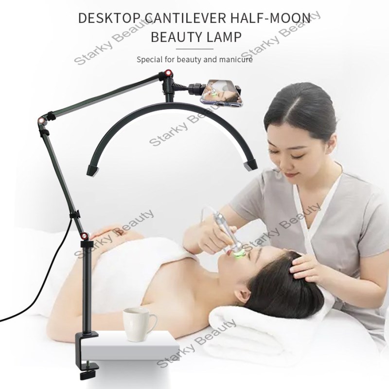 16 inch Half Moon Beauty Lamp Desktop Embroidery, Nail Pattern, Eyebrow and Eyebrow Beauty LED