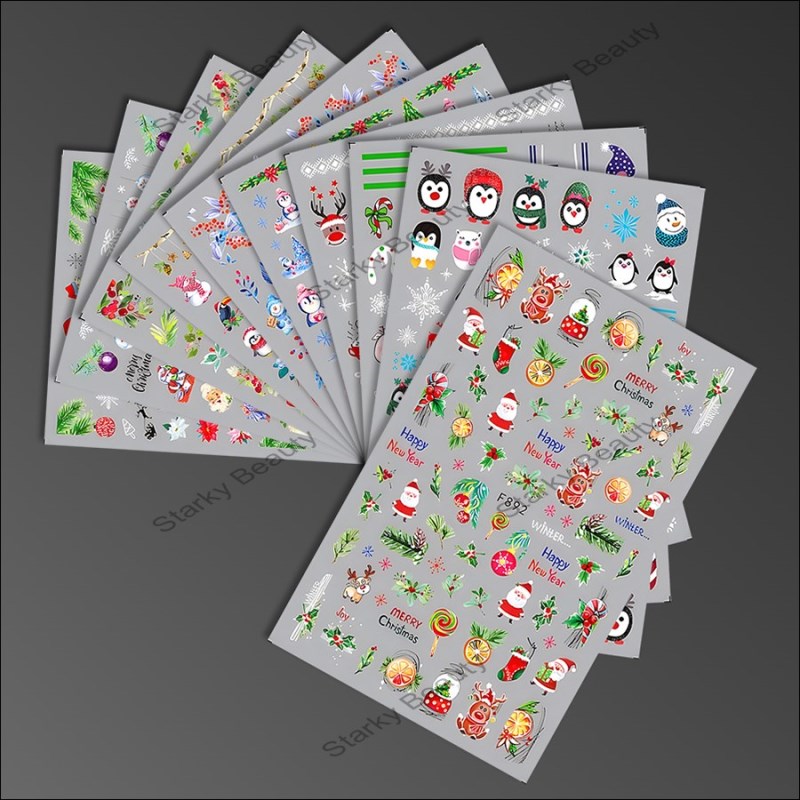 2023 Christmas nail stickers Santa Claus snowflake stickers