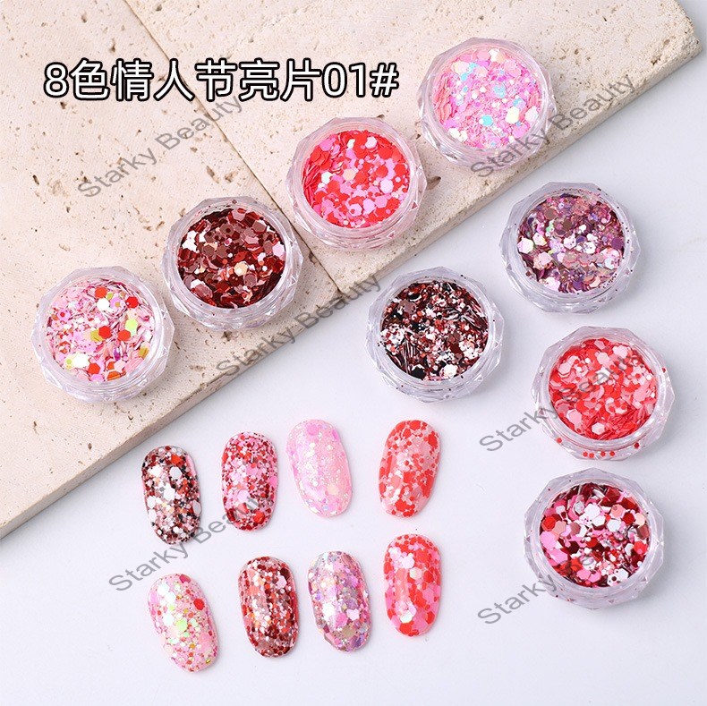 Romantic Sequins 2023 New Colored Round Mixed Ultra Thin Sparkling Pink Nail Jewelry