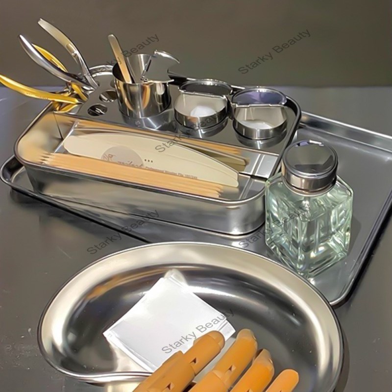 New Nail Tool Cleaning Set Box Stainless Steel Desktop Storage Tray