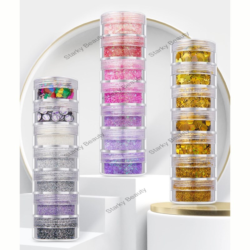 7-layer gradient nail polish glitter gold onion powder nail accessories