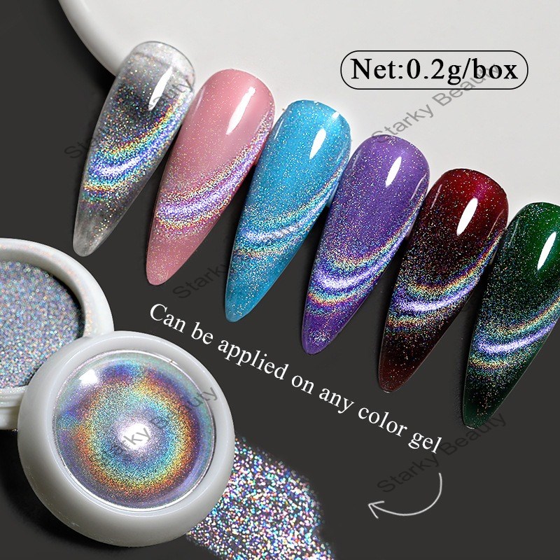 2023  laser cat eye powder rainbow dazzling crystal cat eye powder